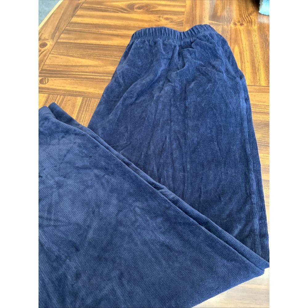Cabin Creek 1X Navy Blue Brush Velour Elastic Waist Pants‎